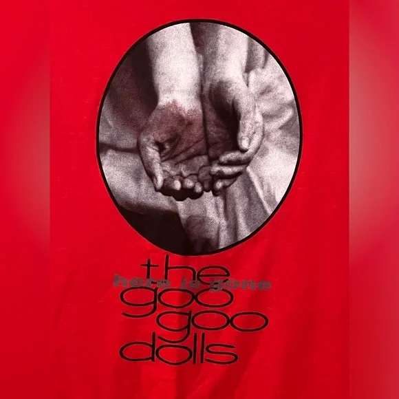 Y2K Vintage Goo Goo Dolls Shirt Here Is Gone Band Tour Red Shirt Sz Large 21x28 - Picture 2 of 9